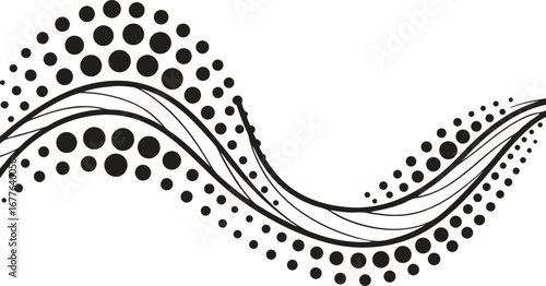 Abstract swirling pattern with dots and lines flowing smoothly creating dynamic decorative element