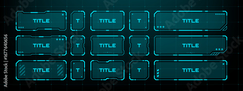Futuristic heads up display digital elements set. Modern hud graphic user interface frames. Technology virtual data boxes.