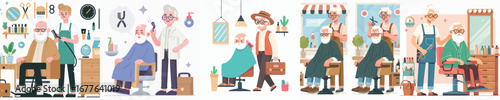 vector of grandfather going to the salon