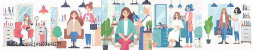 vector of woman going to the salon