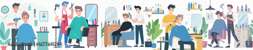 vector of young man going to the salon
