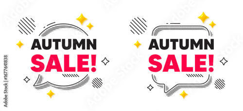Autumn sale chat speech bubble. Social media concept. Autumn Sale tag. Special offer price sign. Advertising Discounts symbol. 3d flare stars chat bubble. Vector