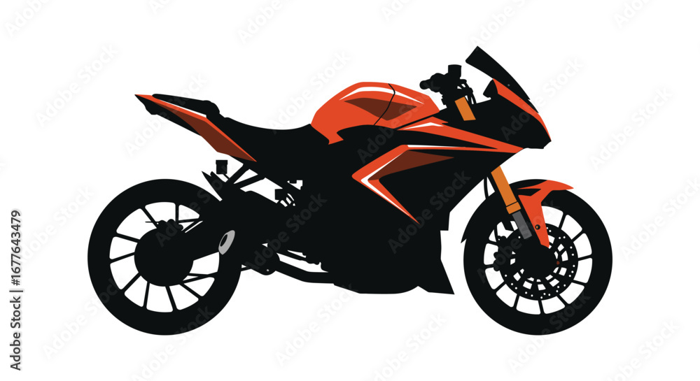 Obraz premium Stylish Orange and Black Sports Motorcycle Illustration on White Background