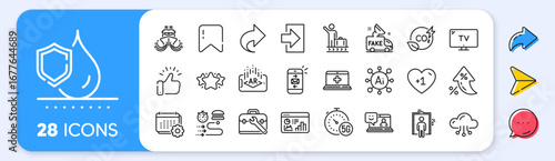 Ship, Mail and Luggage belt line icons. Interest rate, AI generate, Inflation icons. Pack of Smile, Share, Co2 gas icon. Elevator, Augmented reality, Waterproof pictogram. Vector