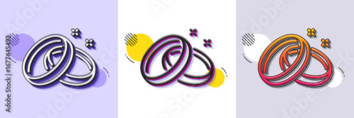 Wedding rings line icon. Halftone dotted pattern. Gradient icon with grain shadow. Romantic love sign. Valentine day symbol. Line wedding rings icon. Various designs. Vector