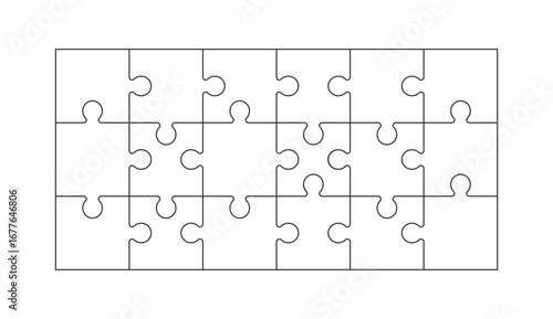 set of black geometric puzzle silhouette elements, kids puzzle game  set made of lines and shapes, jigsaw vector illustration on white background, design for card, invitation, wallpaper, poster	