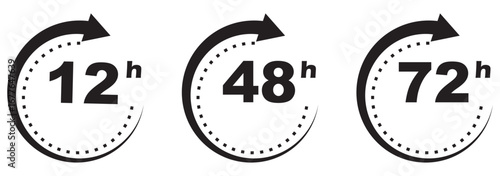48, deo, logo, week, hour, 12, 24, 72, symbol, arrow, sign, discount, offer, number, shipping, deodorant, day, remain, work,  clock, effect, circle, template, deal, shop, icon EPS 10