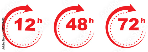 48, deo, logo, week, hour, 12, 24, 72, symbol, arrow, sign, discount, offer, number, shipping, deodorant, day, remain, work,  clock, effect, circle, template, deal, shop, icon EPS 10
