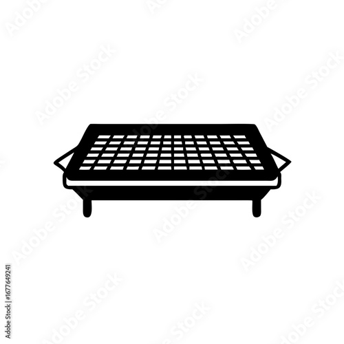 Traditional Bamboo Sieve (Kula) Silhouette, Rural Kitchen Bamboo Tray Vector

