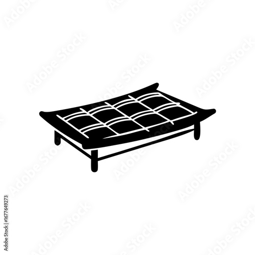 Traditional Bamboo Sieve (Kula) Silhouette, Rural Kitchen Bamboo Tray Vector
