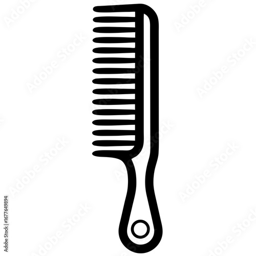 Black and white illustration of a comb for hair styling and care