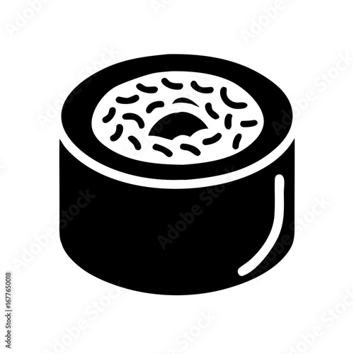 Sliced Sushi Roll Maki Icon Silhouette
