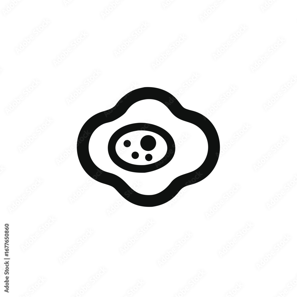 Naklejka premium Monochromatic illustration of a fried egg with spots, black and white style