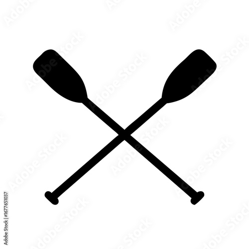 Crossed oars or paddles design element, symbol of boating and water sports