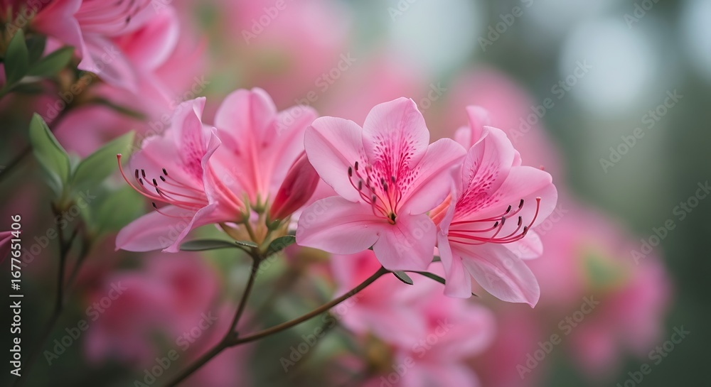 Obraz premium Close-up of vibrant pink azalea flowers in bloom.