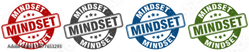 mindset stamp. mindset round stamp set isolated on white background