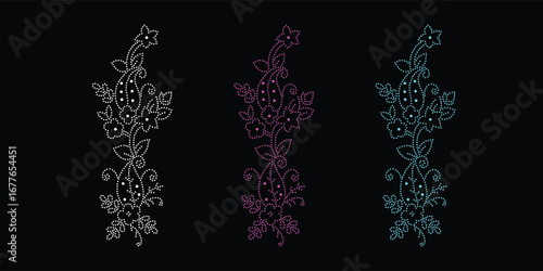 Abstract, beautiful rhinestone design, glitter motif, casual rhinestone design.