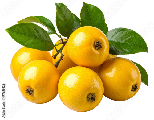Cluster of Fresh Nance Fruits with Leaves Transparent PNG