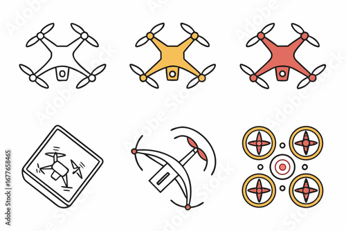Vector art of set of drone icons in vector illustration