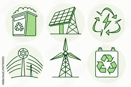 Vector art of collection of green energy and ecology icons