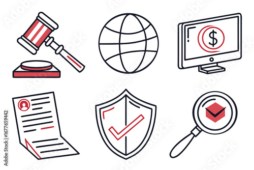 Vector art of business and law icons