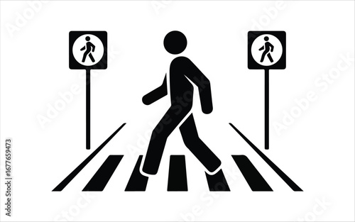 pedestrian crossing sign with arrow