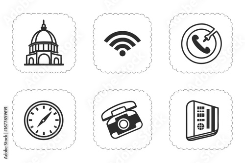 Vector art of collection of communication and navigation icons