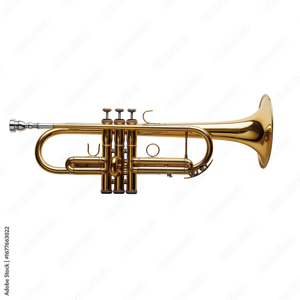 Obraz premium an ultra-realistic photograph of a trumpet, isolated on a transparent background