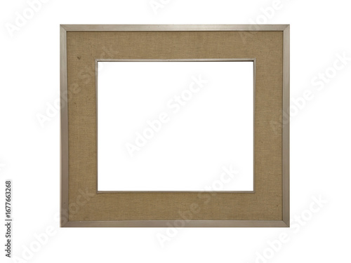 Quadro su tela Rustic horizontal picture frame mockup with woven beige mat board and metallic border