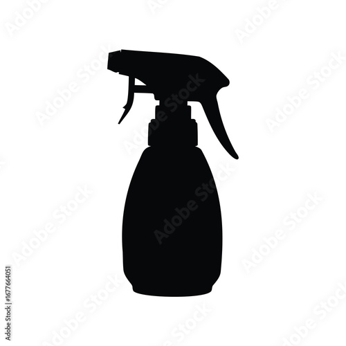 Silhouette of a black plastic spray bottle on a white background, sprayer silhouette vector illustration