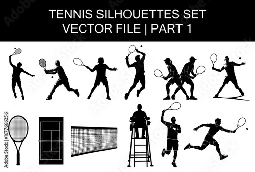 Tennis Silhouettes Set, vector file