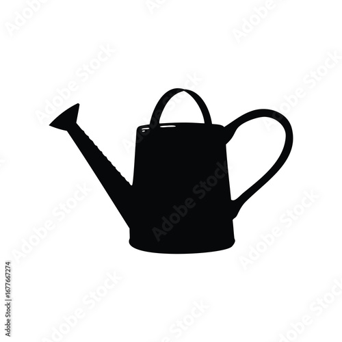 Watering can silhouette image for garden decoration or gardening designs usage, watering can silhouette vector illustration