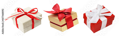 Set of gift boxes with ribb...
