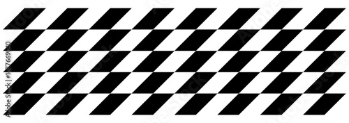 A black and white checkered pattern with a dynamic diagonal arrangement of squares creates a visually engaging abstract design.