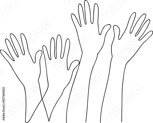 Outstretched hands vector illustration in minimalist style