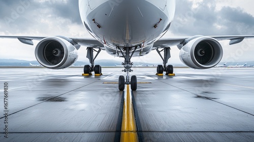Modern passenger airplane refueled with sustainable aviation fuel at airport terminal, representing renewable energy transition in aviation industry