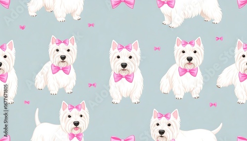 Cute white dogs with pink bows (2)