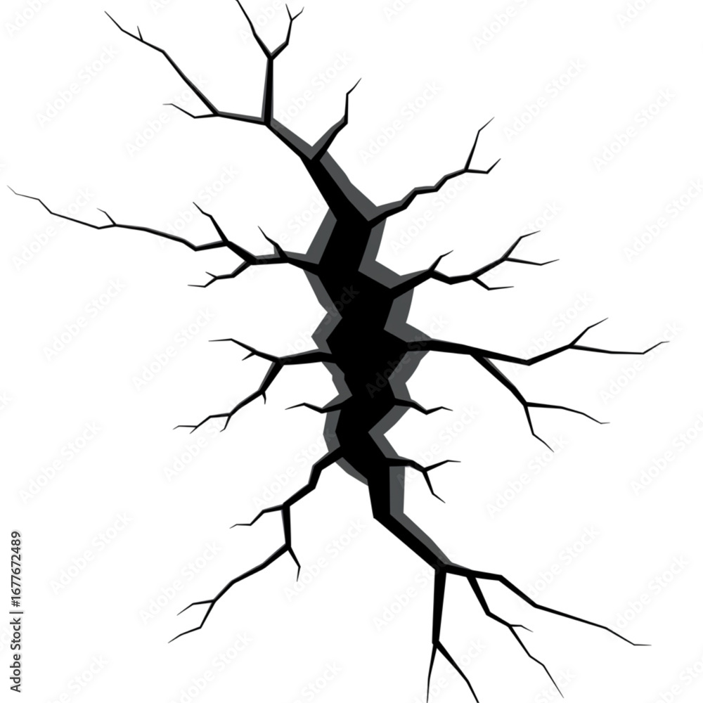 Obraz premium Dramatic crack or fissure graphic with jagged edges and dark shadow effects