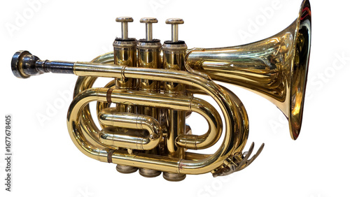 Trumpet Isolated on a White Background with Copy Text Space. Musical Instrument Element for Concert Posters, Cultural Themes, and Art-Inspired Designs. PNG File