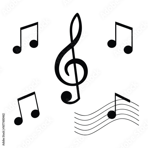 Elegant Musical Notes and Treble Clef Illustration for Creative Projects Arts Education and Melodic Composition in Music School and Entertainment Design