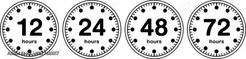 Time duration hours clock twelve twenty four forty eight seventy