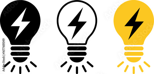 Light bulb icon vector energy idea electricity innovation power