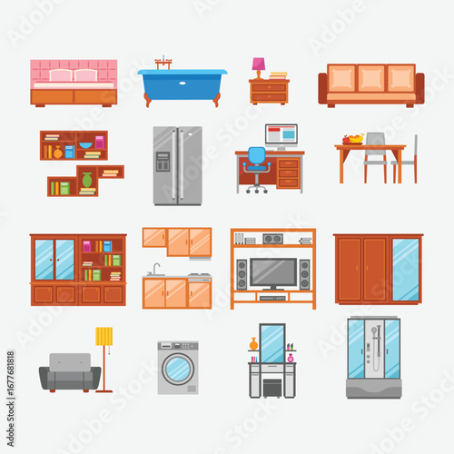 Different Furniture for home and office icons Best File for downloads
