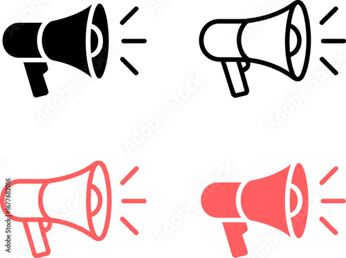Megaphone icon set vector illustration announcement symbol