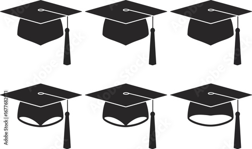 Graduation caps vector illustration education achievement