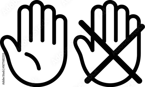 Hand stop sign vector illustration no entry do not touch