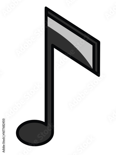 Single Eighth Note Illustration with Gray Shading Musical Symbol for Education and Design Projects Isolated on White Background Perfect for Composers and Students