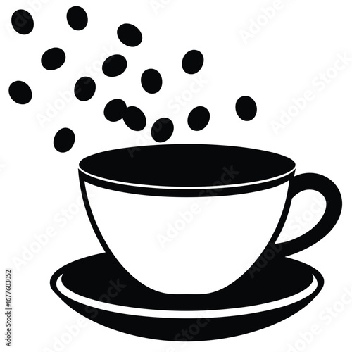 elegant teacup style coffee cup with beans