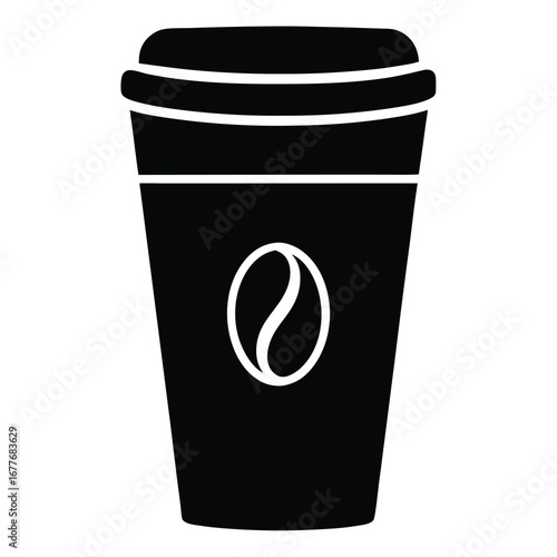 modern flat takeaway coffee cup with beans