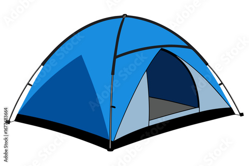 A vibrant green camping tent on a white background, perfect for a summer adventure in the great outdoors